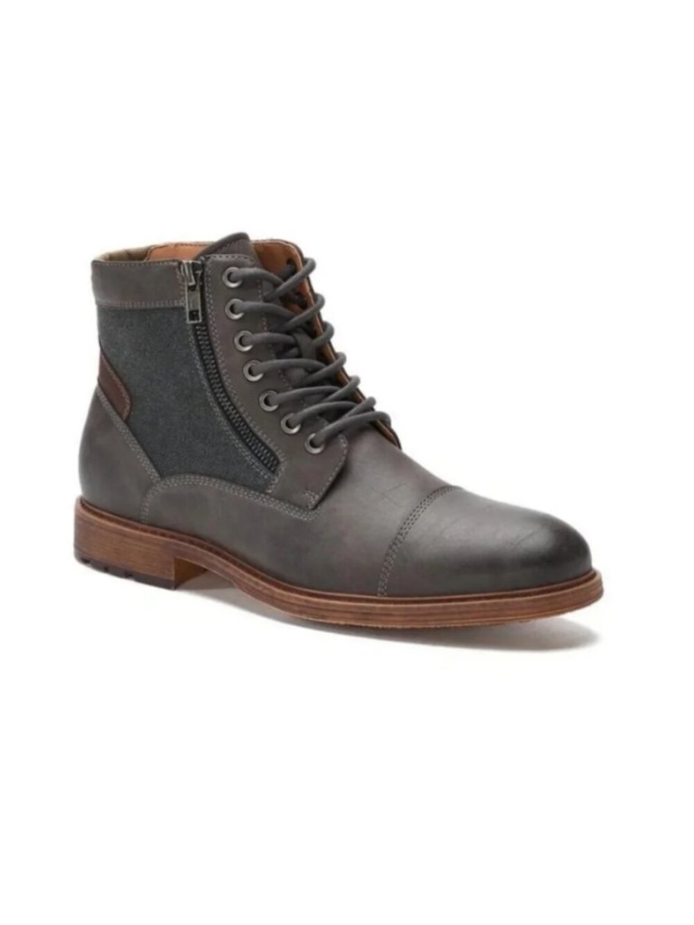 Sonoma Mountrock Grey Leather Canvas Boots Size 10